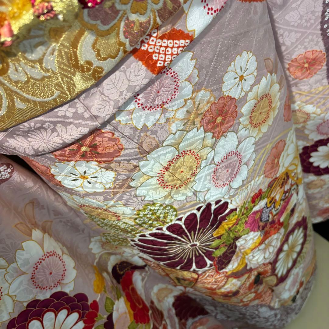 美品　地紋　花模様　金駒刺繍　金彩　逸品　振袖　フルセット 振り袖