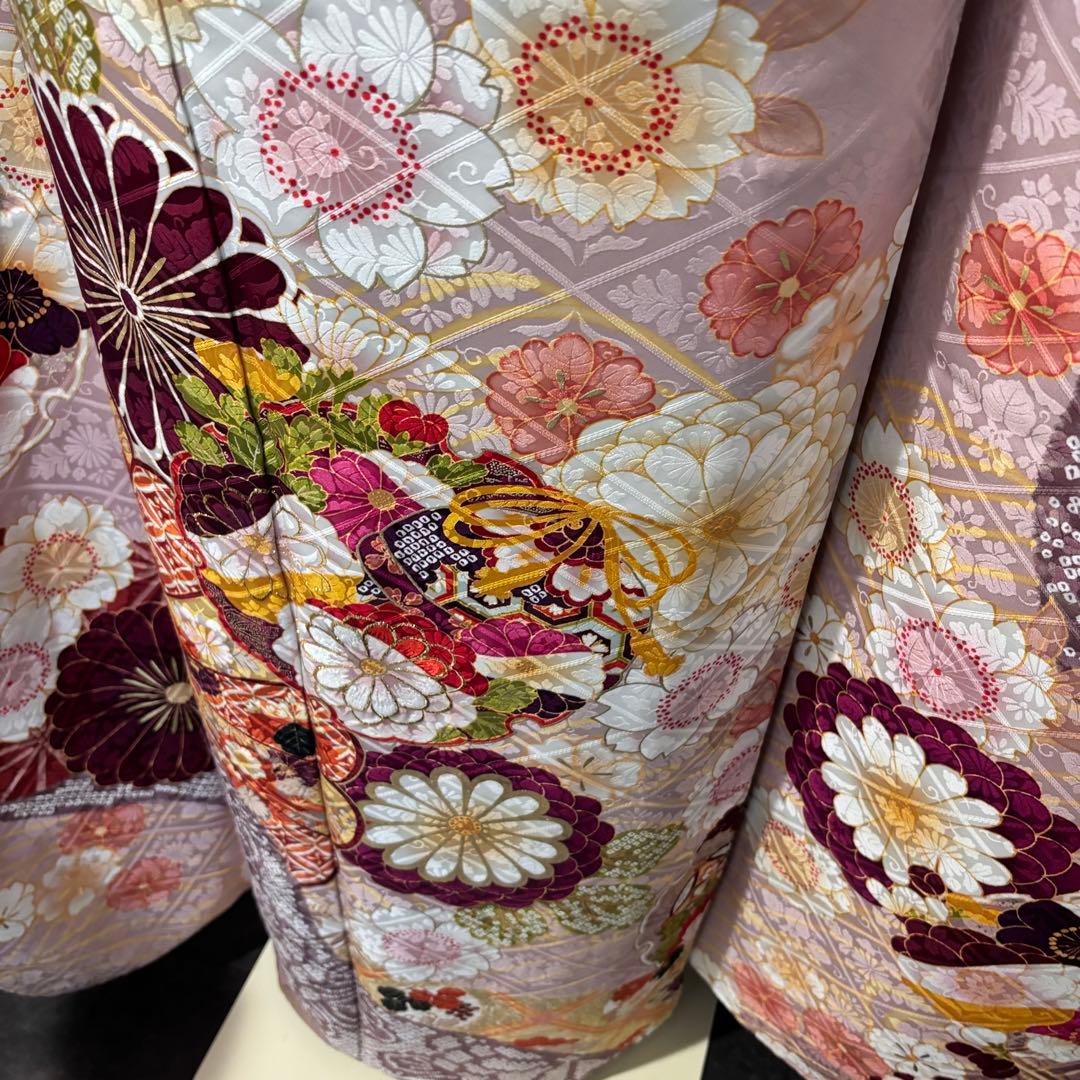 美品　地紋　花模様　金駒刺繍　金彩　逸品　振袖　フルセット 振り袖