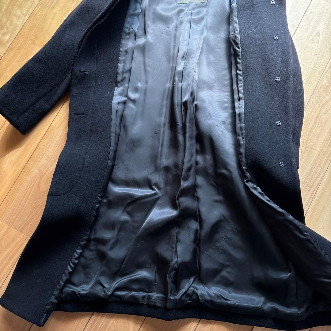 マッキントッシュロンドン44大きいサイズブラック フード付きロングコート15万