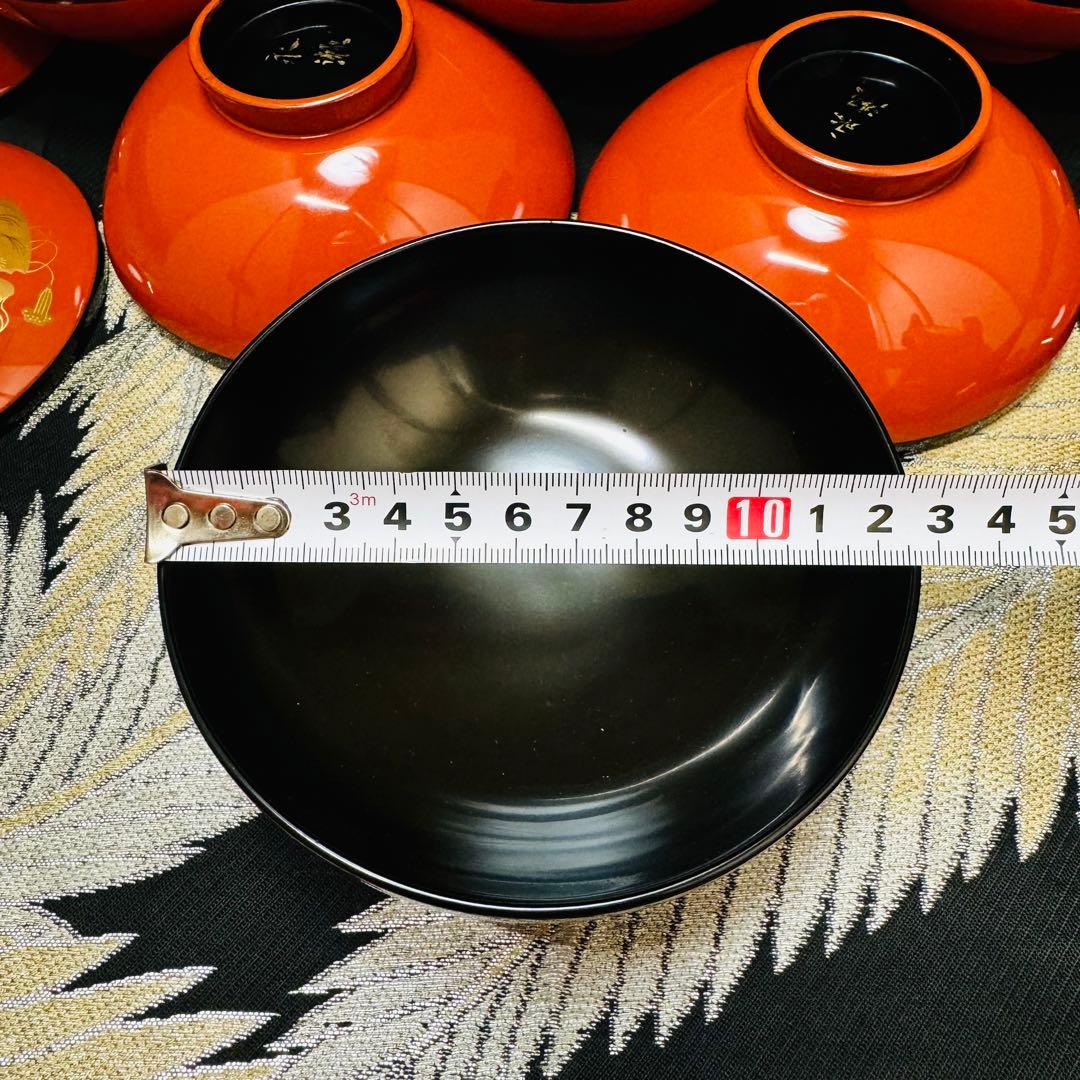 漆器　輪島塗　金蒔絵　沈金　木製　蓋付椀　お煮物椀　吸物椀　10客　共箱　漆芸