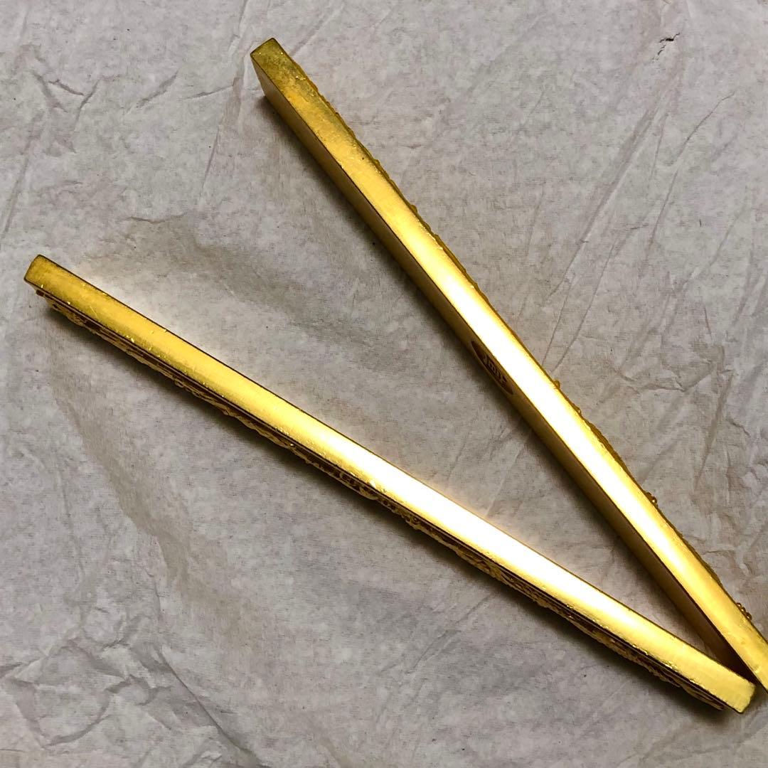 文鎮　文房具　書道用　金龍・金鳳 彫刻　時代物　２本セット