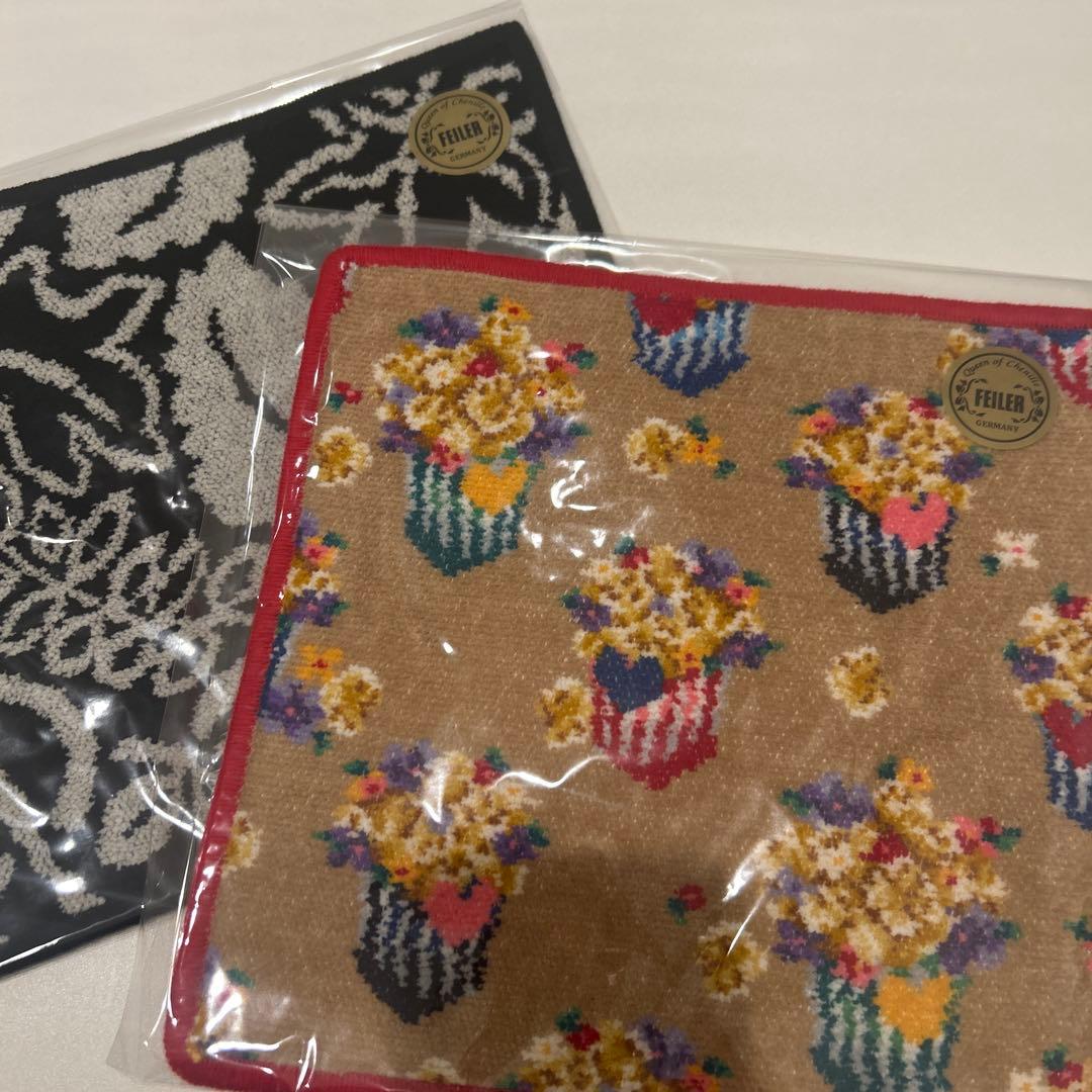 FEILER 花柄・葉柄 タオルハンカチ 2枚セット