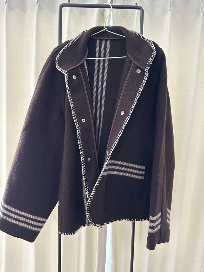 3man/M/ウール/スリーマン/ブラウン/茶/ブランケットジャケット