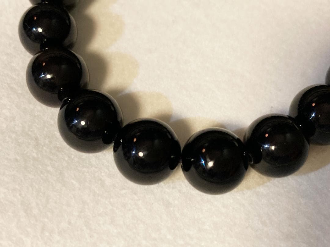 モリオン 黒水晶 ブレスレット 大粒 12mm玉 18粒 内周18cm 天然石
