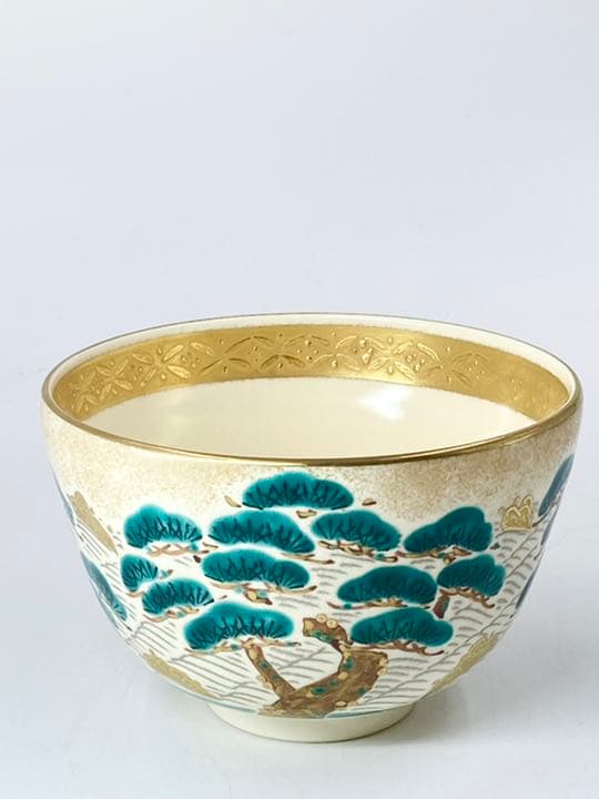 【上山善峰】松島 金砂子 茶碗　桐共箱    栞　紙外箱　底部在銘　茶道具