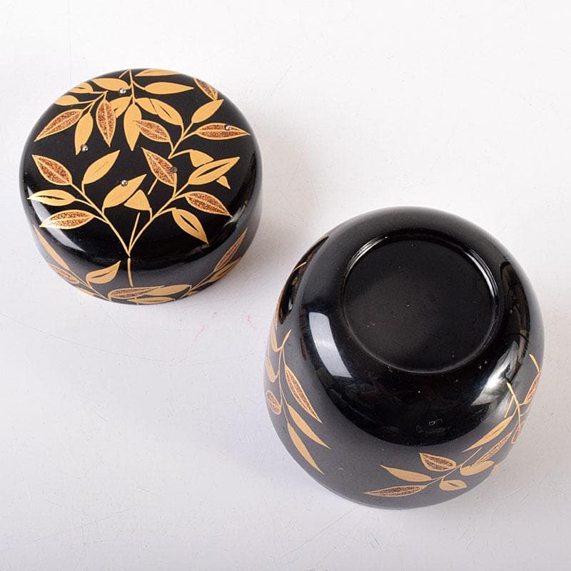 茶道具　越前塗　佐々木麗峰作　利休伝来写　笹蒔絵　中棗　共箱　V　7133