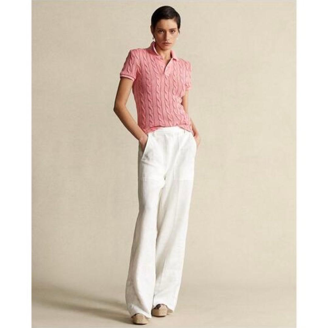 【POLO Ralph Lauren】半袖 ポロシャツ ケーブルニット ピンク