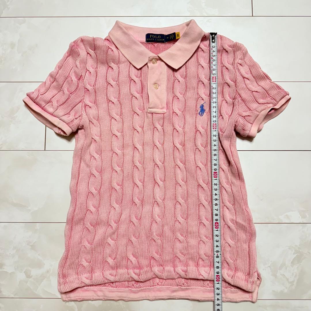 【POLO Ralph Lauren】半袖 ポロシャツ ケーブルニット ピンク