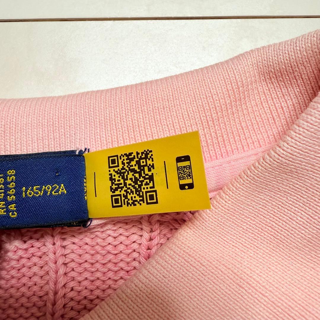【POLO Ralph Lauren】半袖 ポロシャツ ケーブルニット ピンク