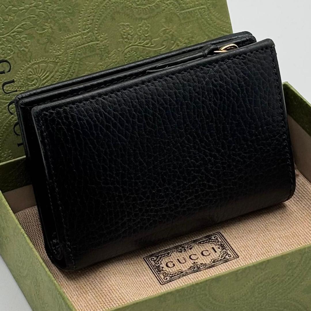 希少 完売品 日本限定 新品同様 箱袋付 グッチ ダブルG 二つ折り財布 黒 赤