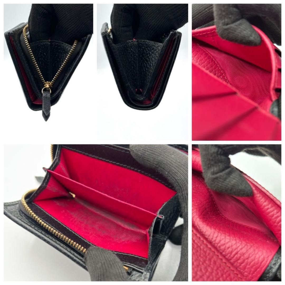 希少 完売品 日本限定 新品同様 箱袋付 グッチ ダブルG 二つ折り財布 黒 赤