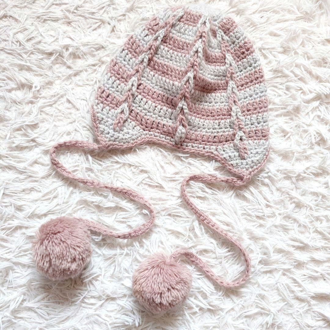 希少　ミュウミュウ　ポンポン　ハンドメイド　ニット帽　モヘア　ビーニー　ピンク
