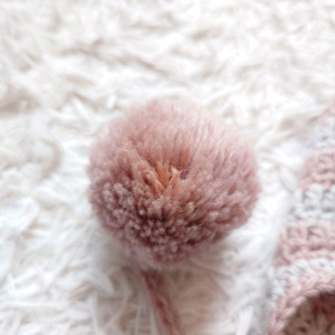 希少　ミュウミュウ　ポンポン　ハンドメイド　ニット帽　モヘア　ビーニー　ピンク