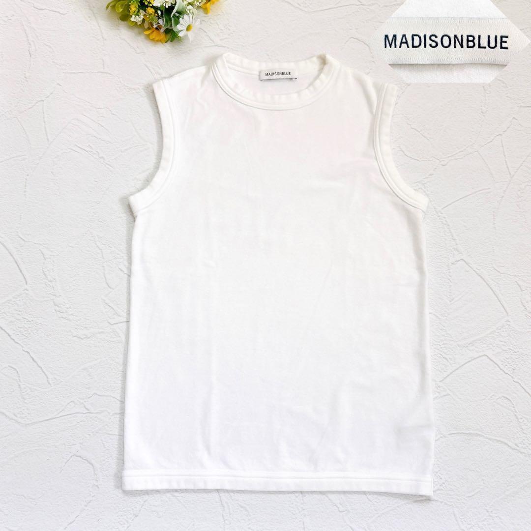 美品 MADISONBLUE クルーネックタンクトップ 白 コットン 日本製 S