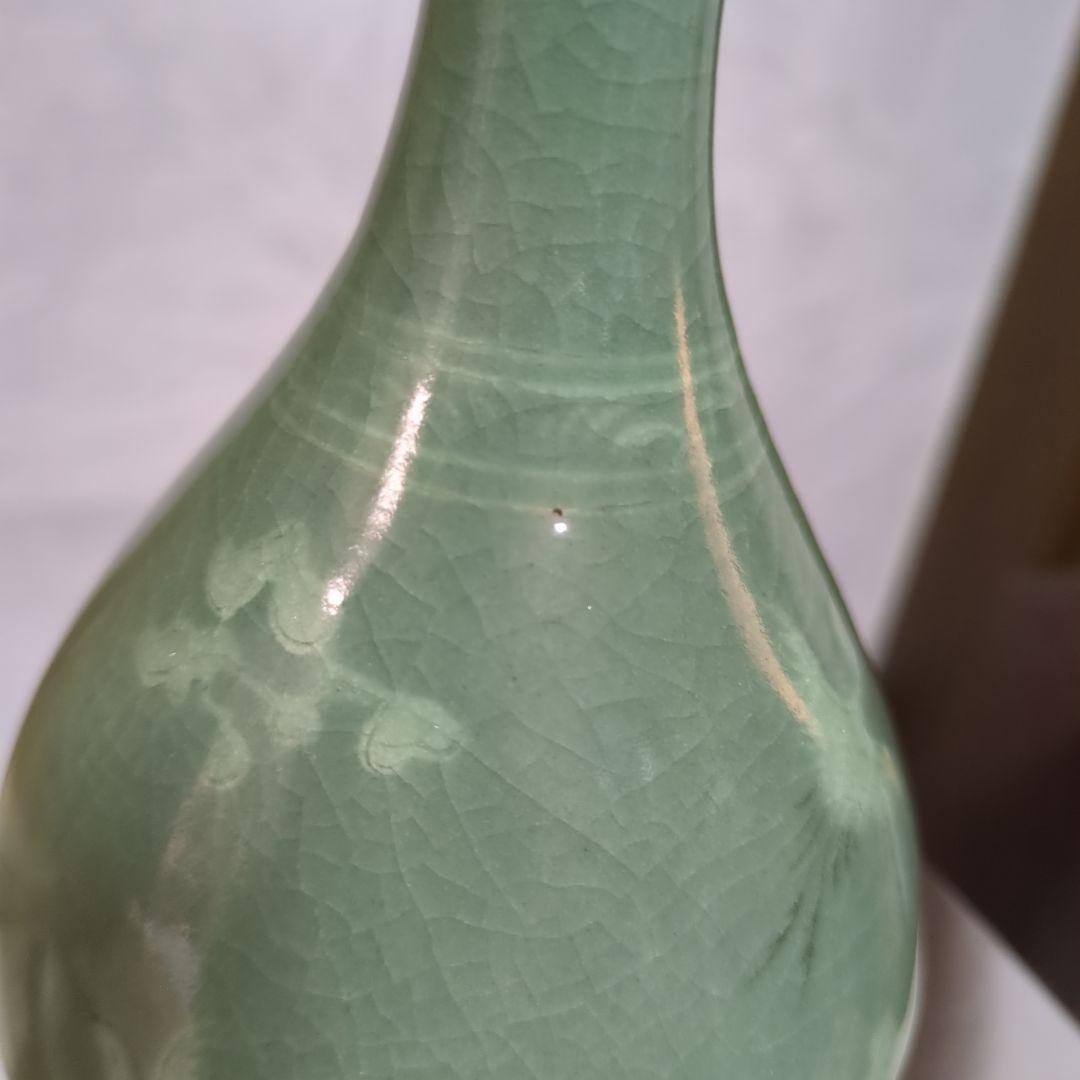 【希少】申相浩 青磁花瓶 韓国人間国宝 釜谷陶房 花入 花器 共箱 新品