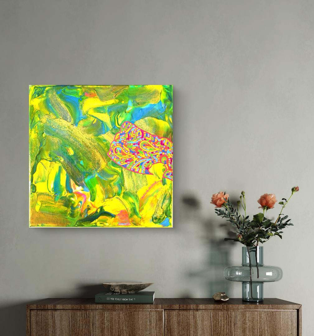 ティーンエイジ /テクスチャーアート 18×18㎝ S0 原画1点のみ モダン