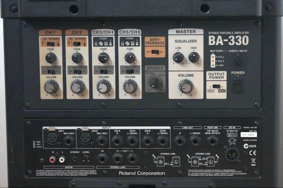 Roland BA-330 ポータブルステレオアンプスピーカー［通電確認済み］