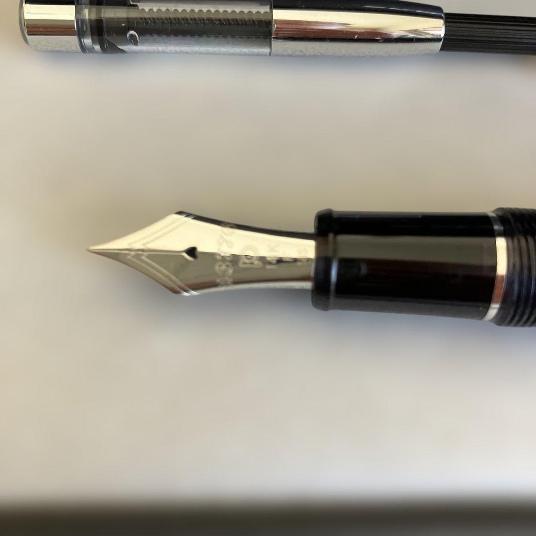 PLATINUM 3776 CENTURY 万年筆 黒　ペン先銀メッキ 細字F