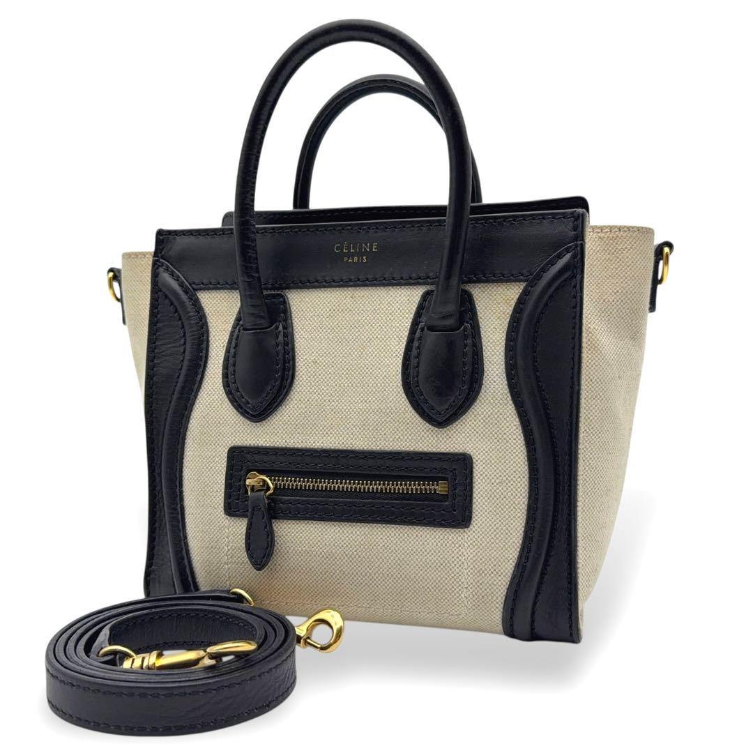 【美品】セリーヌ ラゲージ ナノショッパー ブラック ハンドバッグ ２WAY