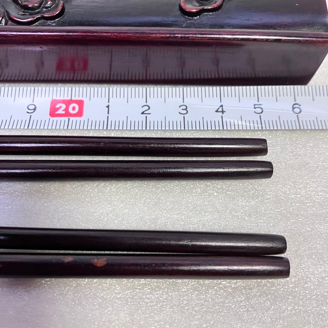 唐木　 天然木　箸箱　鳳凰龍紋様　一刀彫り　手彫り　手づくり箸箱セット 箸箱