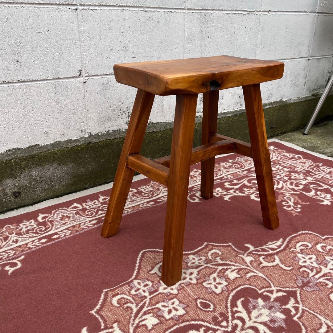 高品質 チーク材 木製無垢材◾️木製フレーム スツール 椅子 飾り台 木製家具