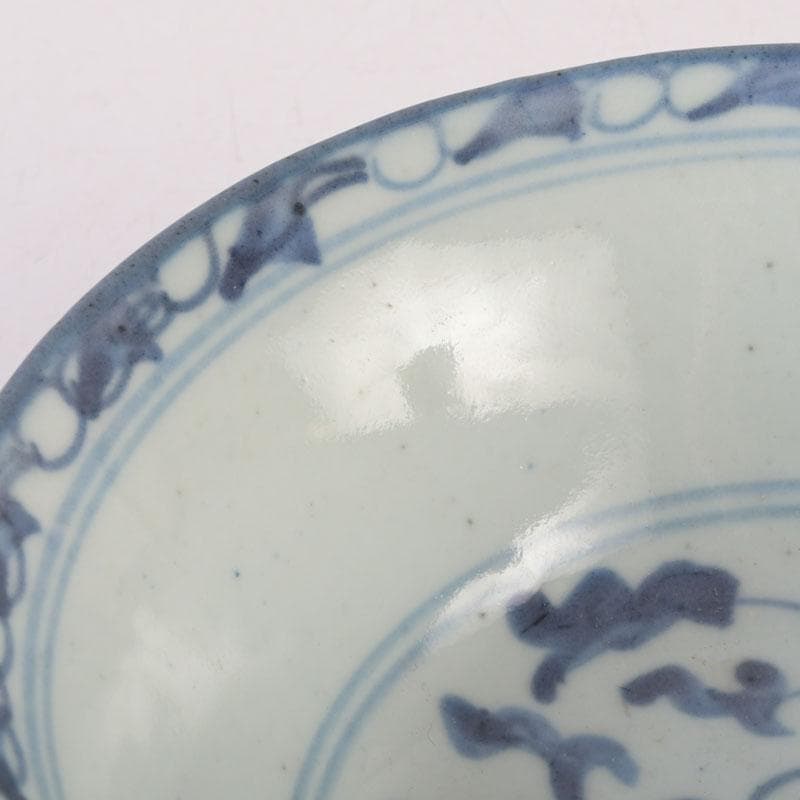 中国　呉須染付　花草文　鉢　時代箱付　C　9247