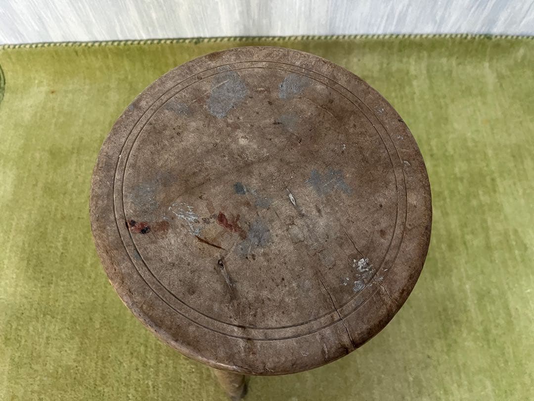 木製スツール 4本脚 円形座面