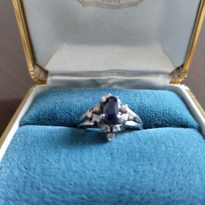 アンティークリング⭐︎プラチナ900サファイヤダイヤリング⭐︎11号