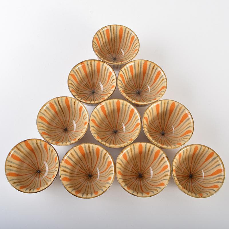 煎茶道具　瀬戸焼　作助窯造　麦わら手汲出し碗　十客　共箱二箱　M　R6611