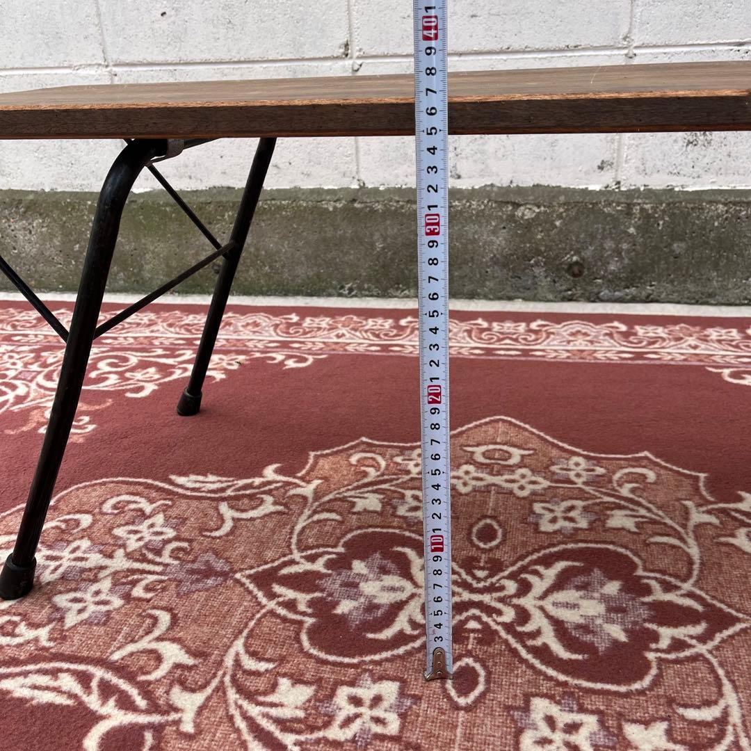 古家具アンティーク◾️鉄脚アイアン×木製無垢材 一枚板天板 折り畳みテーブル 机