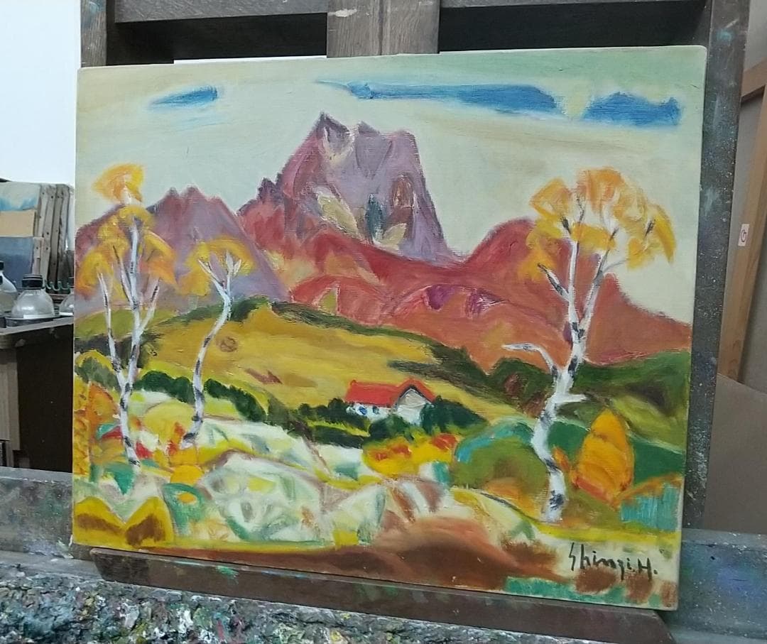 F8 「晩秋妙高高原」 絵画 油絵 油彩画 風景画 アート