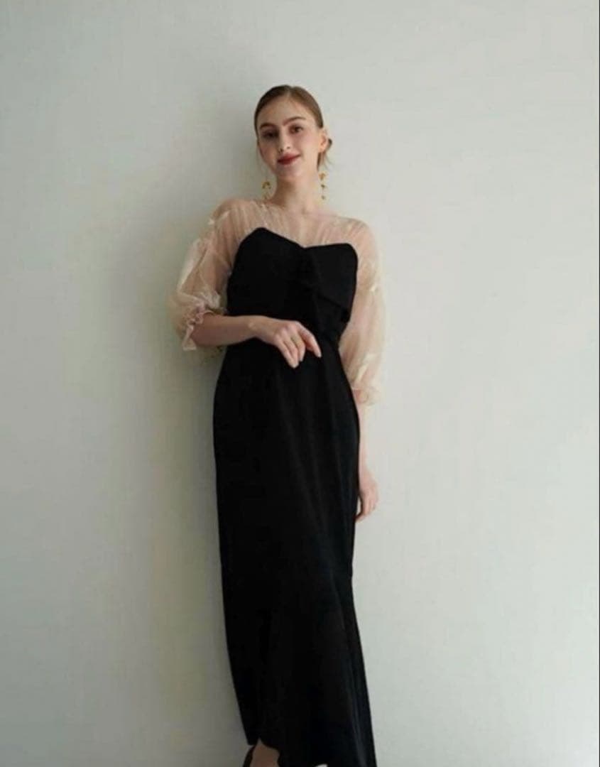 Acka. sheer puff dress (black)サイズ1
