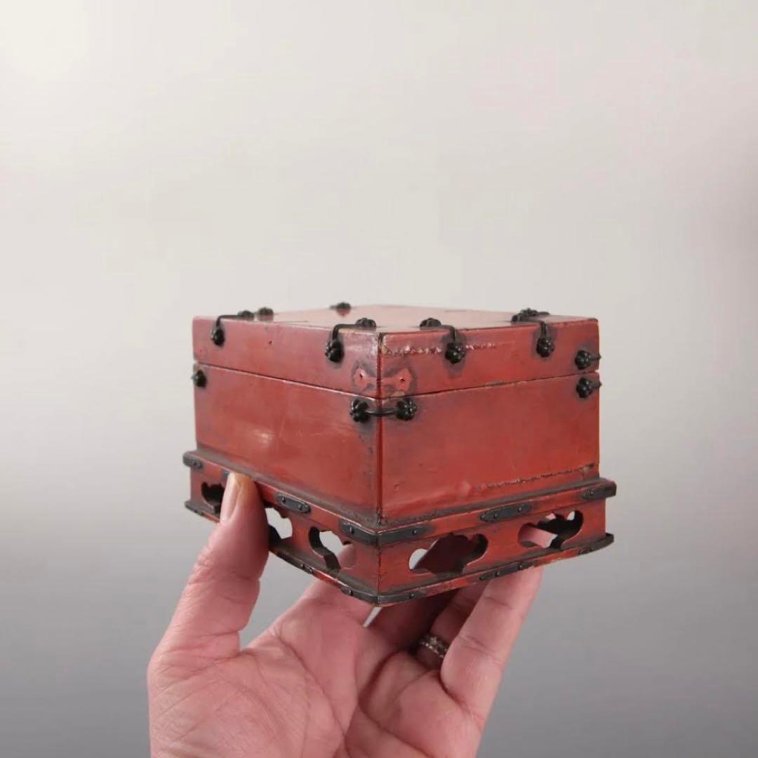 朱塗り 脚付 蓋物 古美術 古道具 アンティーク 漆器