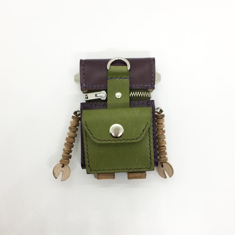 【本革】ケース 小物入れ あずき色 ロボット レザー ハンドメイド