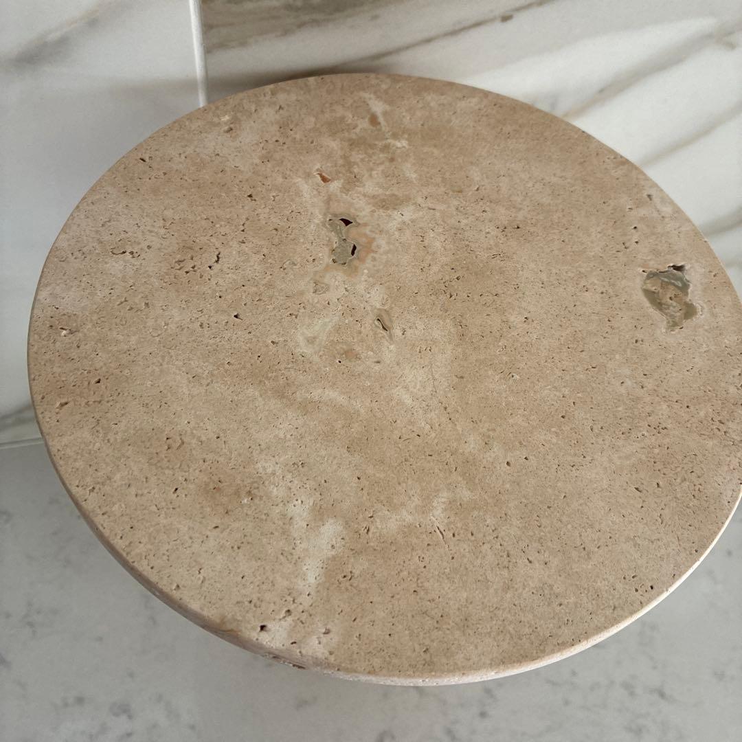 トラバーチン石　サイドテーブル　飾り台