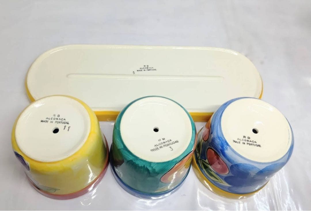 植木鉢 セット ポルトガル製　3鉢　陶器製　ジョウロ スコップ付き アンティーク