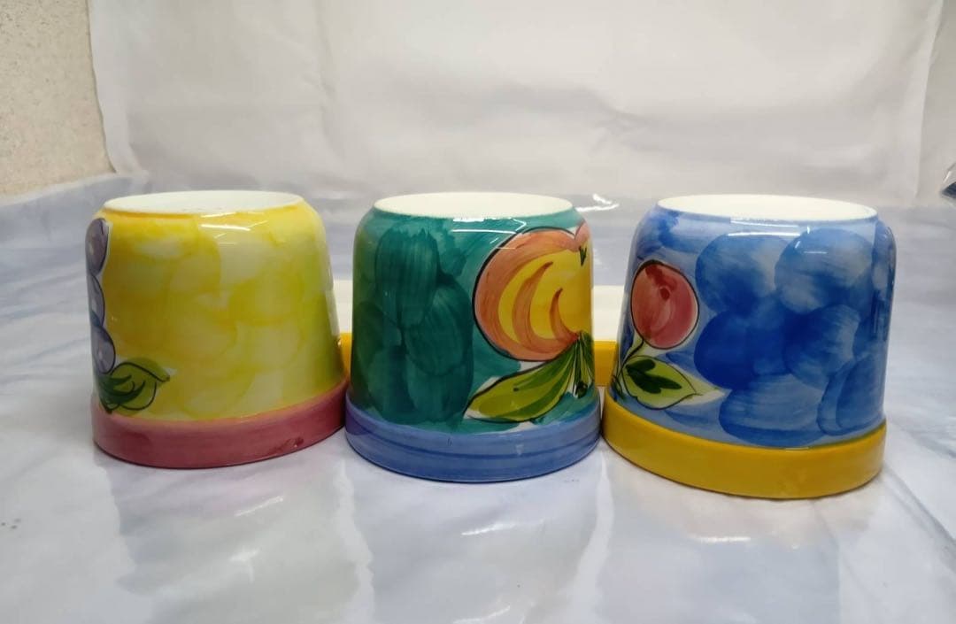 植木鉢 セット ポルトガル製　3鉢　陶器製　ジョウロ スコップ付き アンティーク