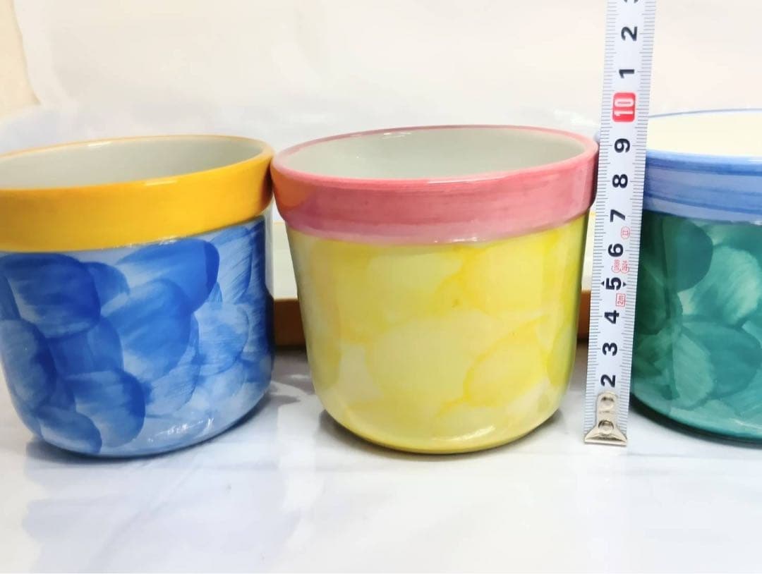 植木鉢 セット ポルトガル製　3鉢　陶器製　ジョウロ スコップ付き アンティーク