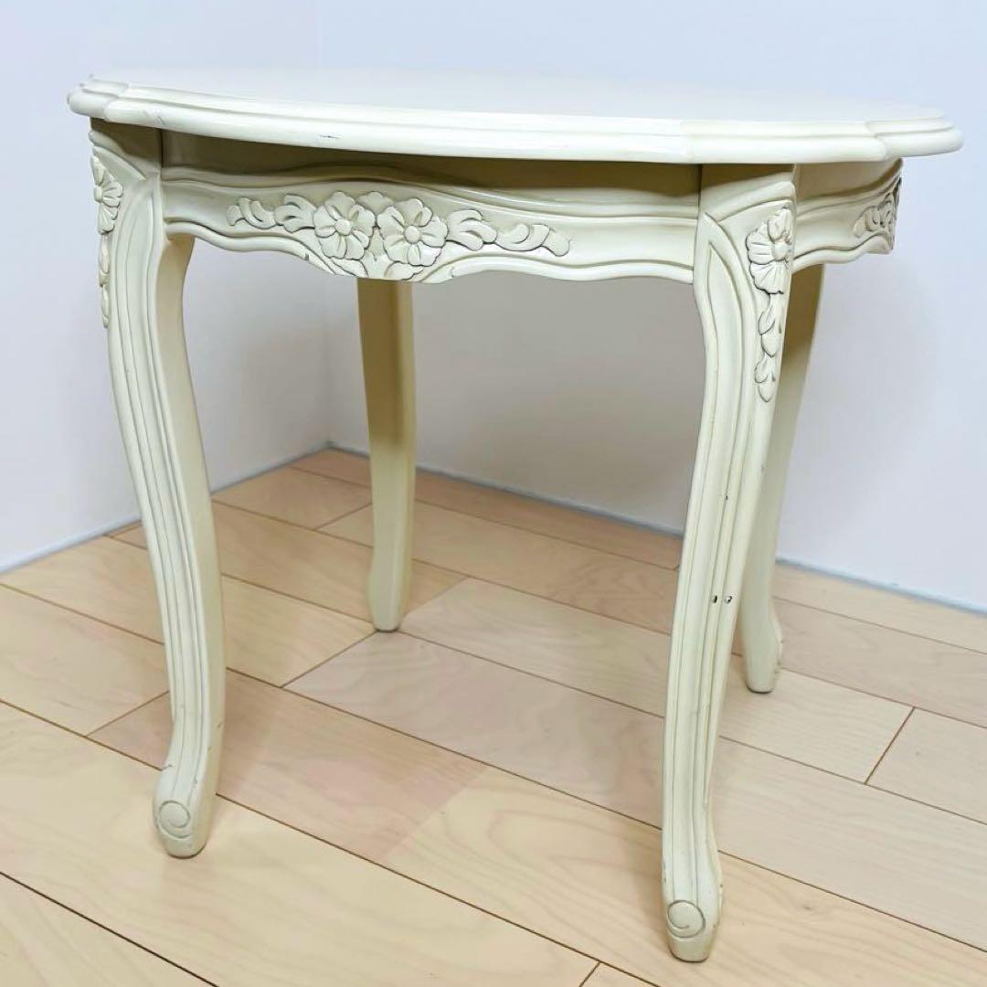 ロココ調　猫脚　ラウンド　ホワイト　テーブル　コーヒーテーブル　送料込み