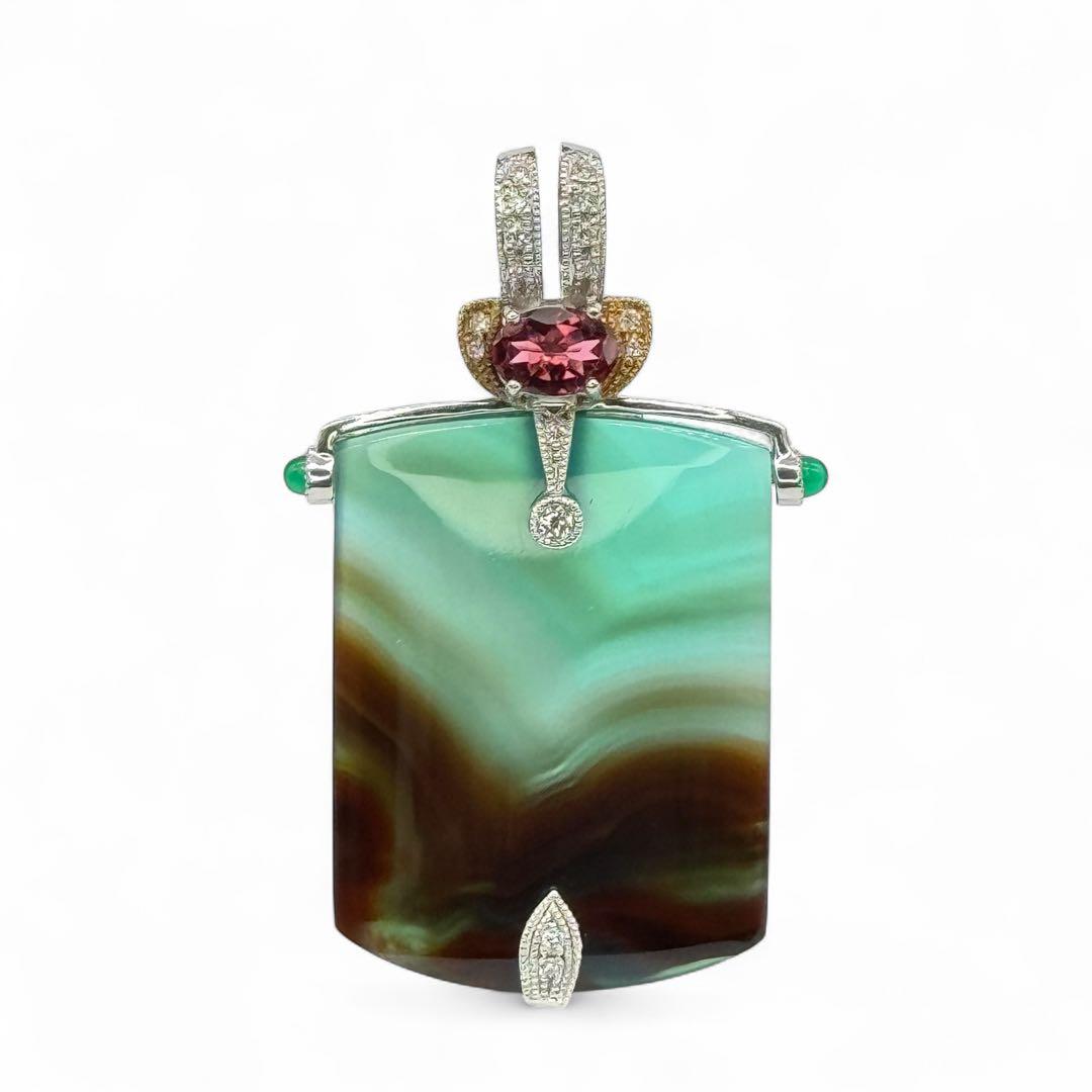 井口美一K18YG/WG メノウ ペンダントトップ