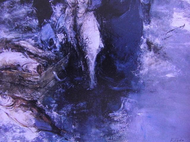 工藤和男、【漁婦と魚】、希少な額装用画集より、新品額装付、状態良好