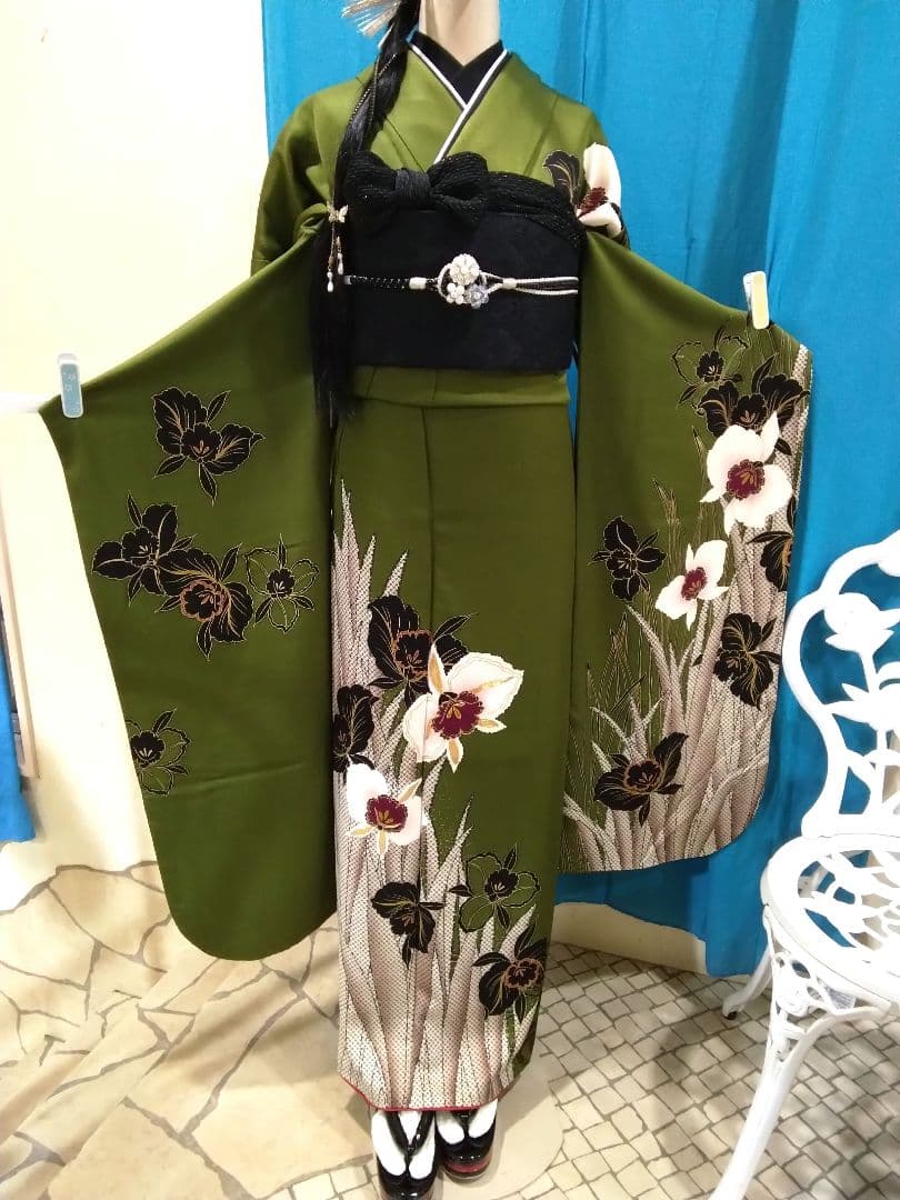 【専用】です❗、正絹振袖成人式、半襟重ね衿、帯揚げ帯締め、ジャガード織り帯、襦袢