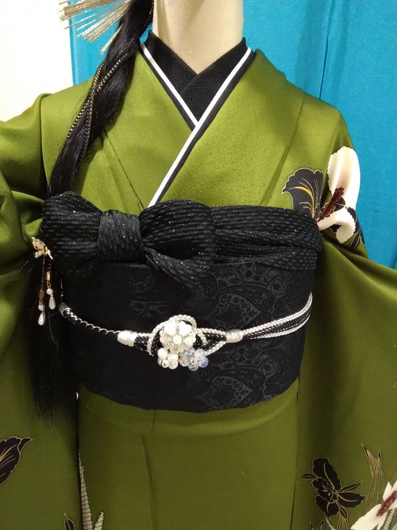 【専用】です❗、正絹振袖成人式、半襟重ね衿、帯揚げ帯締め、ジャガード織り帯、襦袢