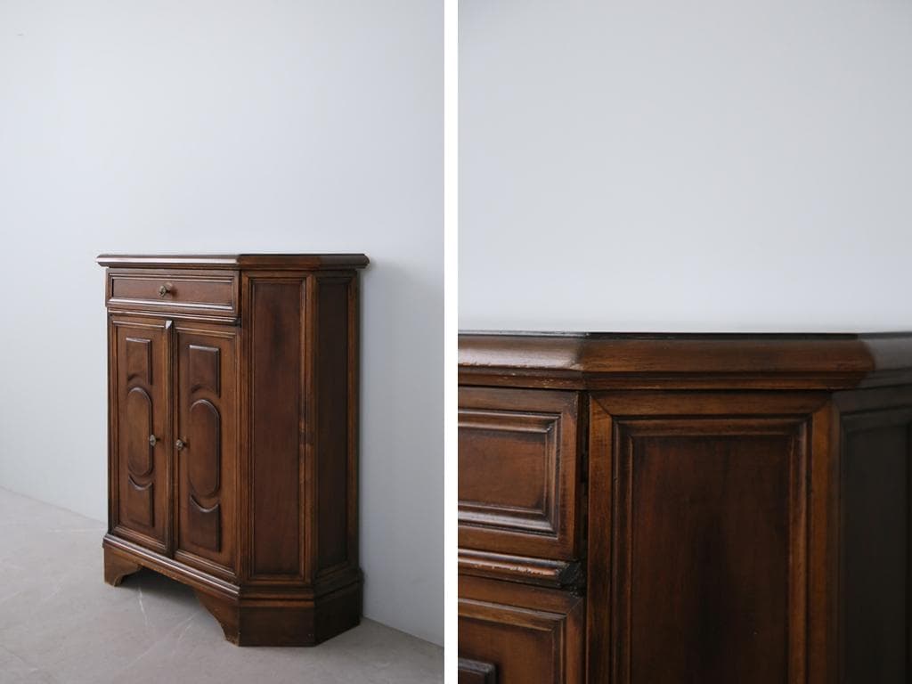 フランスアンティーク木製カップボード/サイドボード/飾り棚キャビネット90-91