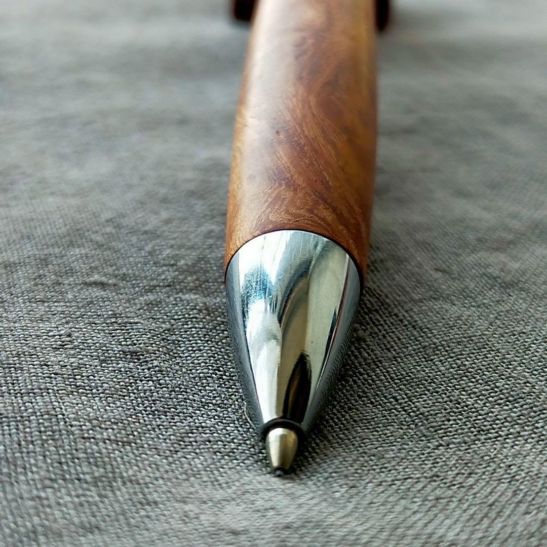 花梨瘤　ハンドメイド　木軸シャープペン　0.5mm　天然木　シルバー