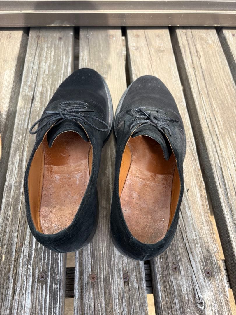 黒 スエード 外羽根短靴　25.5センチ　13万円セミオーダー品