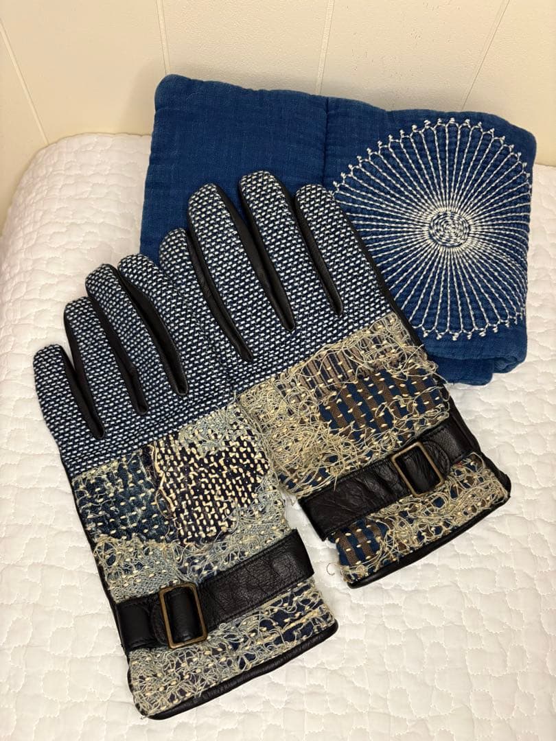 美品レア　キャピタル　刺子とレザーグローブ　手袋　襤褸　BORO サイズ3