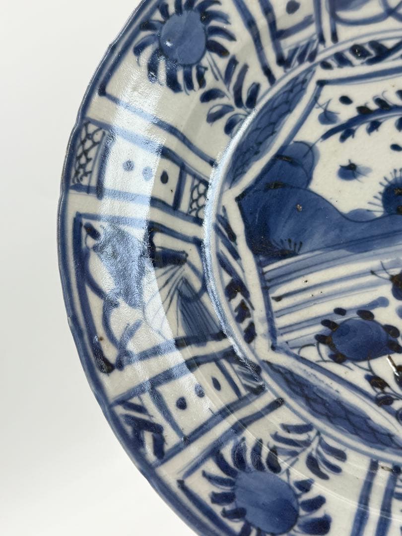 古染　昆虫花卉紋大皿　送料込み250702