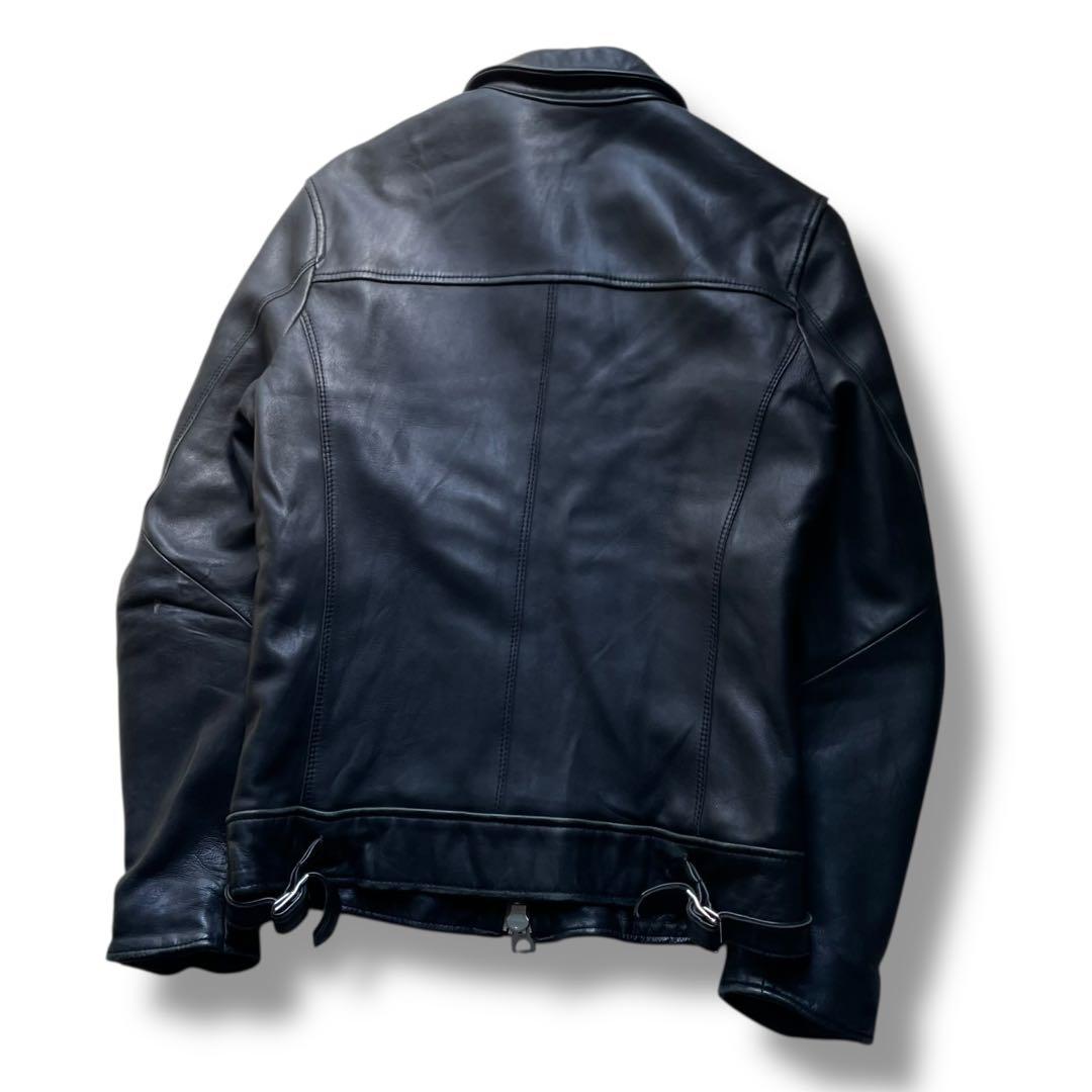 ナノユニバース ラムレザー ヴィンテージ シングル ライダース ジャケット S