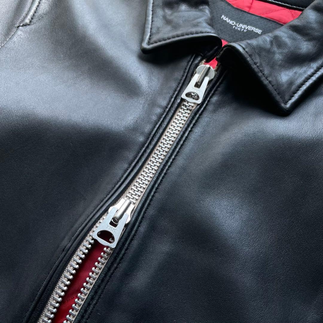 ナノユニバース ラムレザー ヴィンテージ シングル ライダース ジャケット S